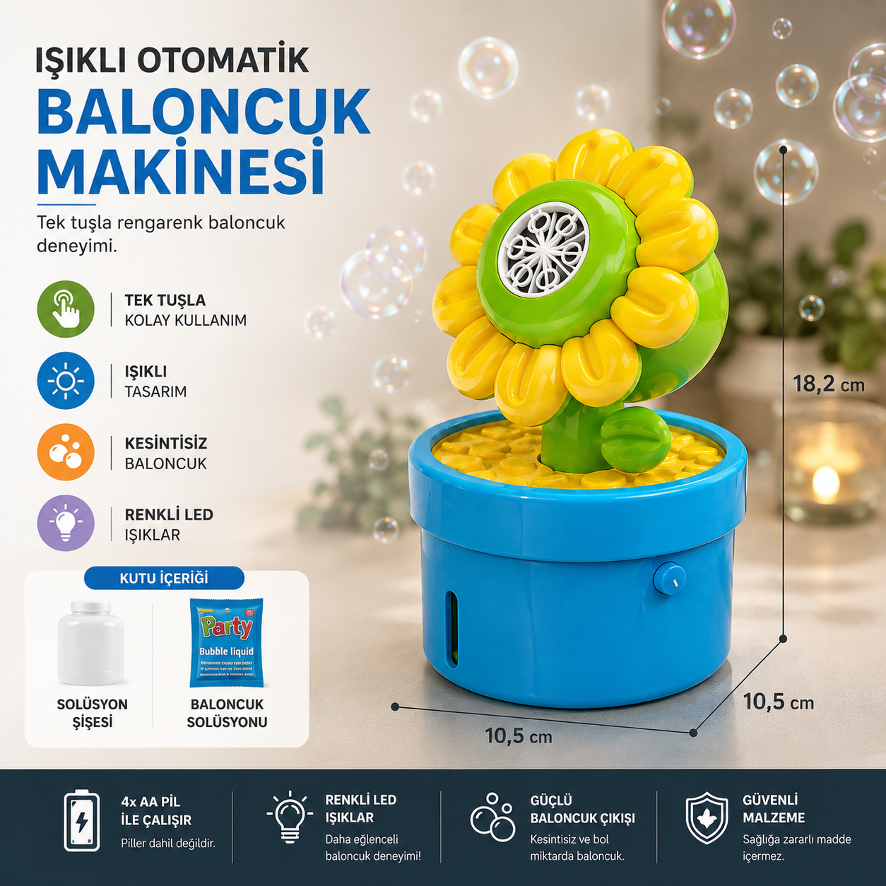 Çiçek Şeklinde Baloncuk Makinesi