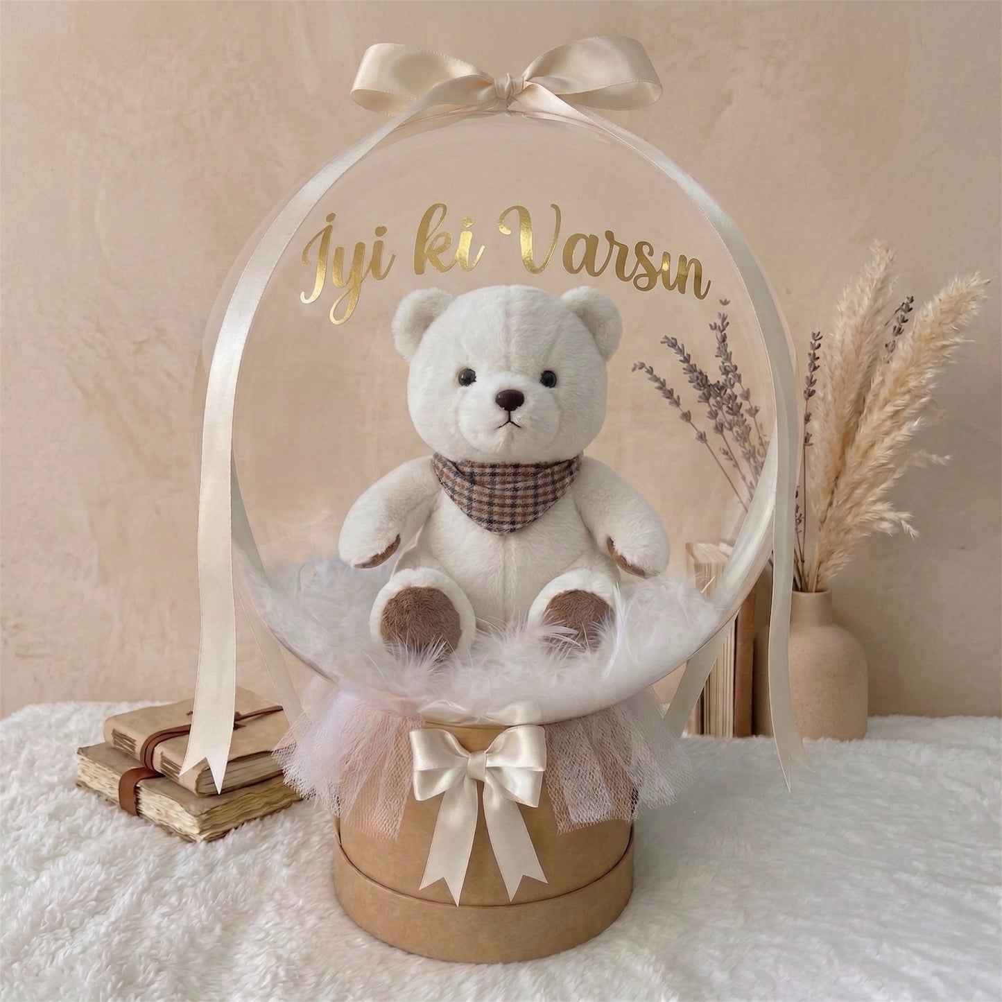 Kişiselleştirilebilir Peluş Ayıcıklı Balon Kutusu