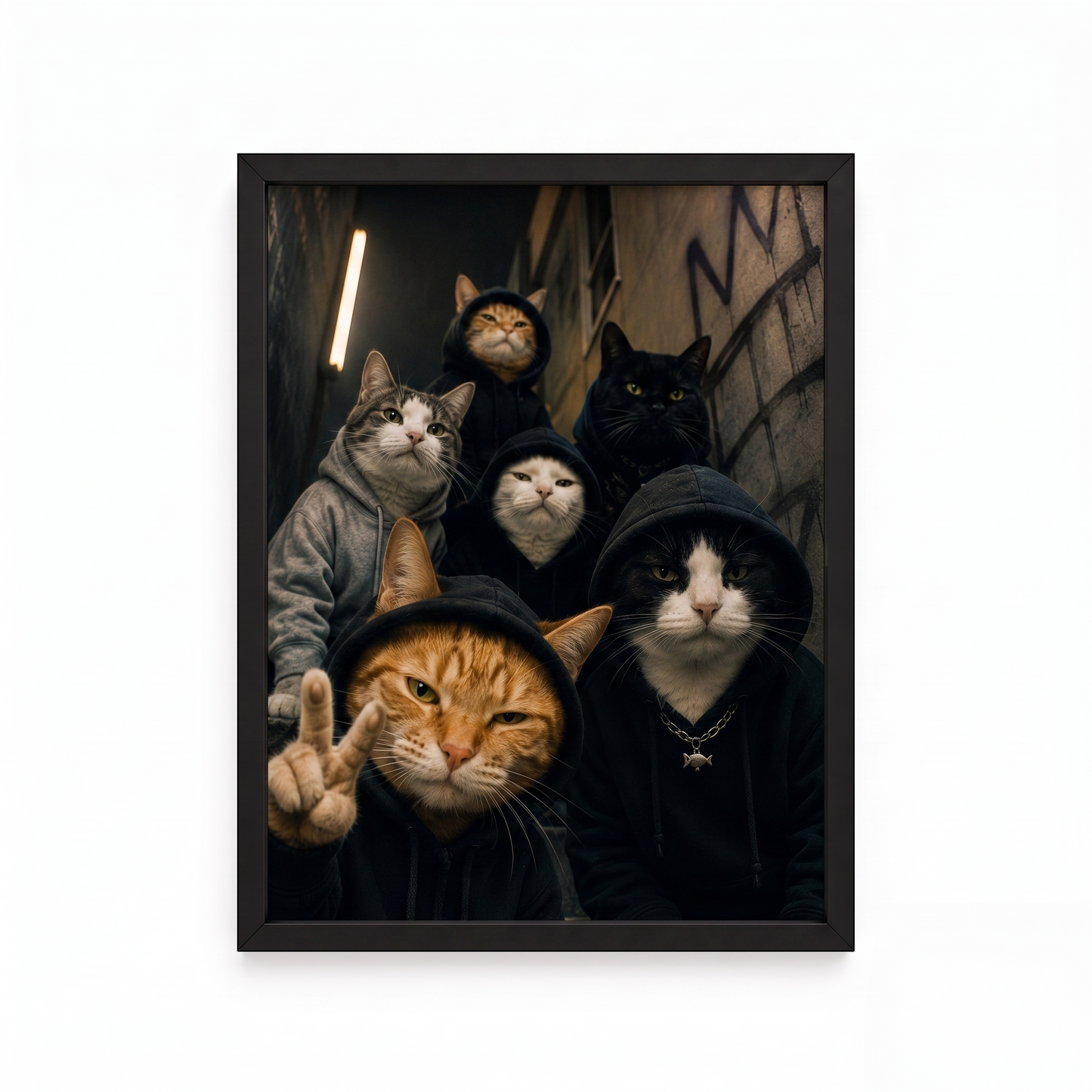 Gangster Cat Tasarımlı Çerçeve Tablo