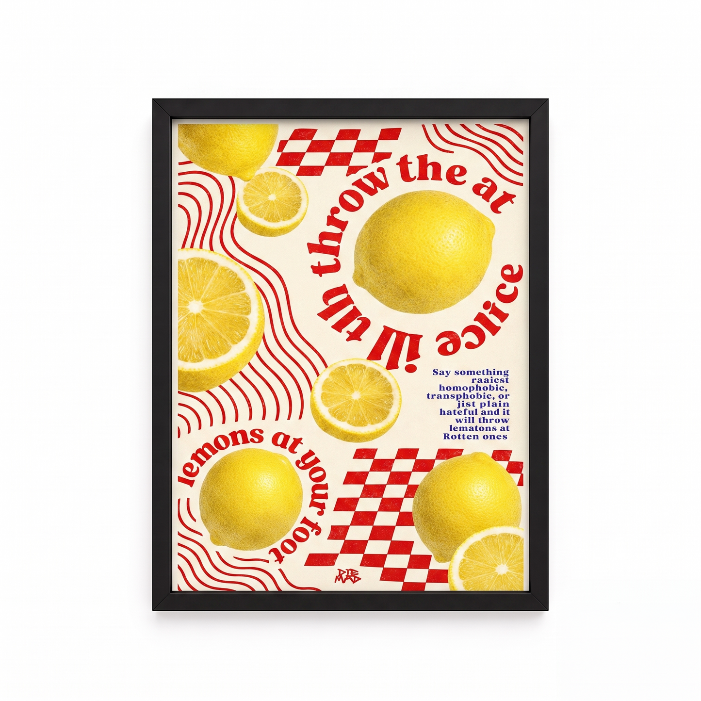 Anti-Hate Lemon Çerçeve Tablo