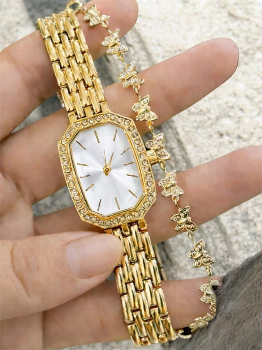 Gold Kadın Saati Kelebek Bileklikli