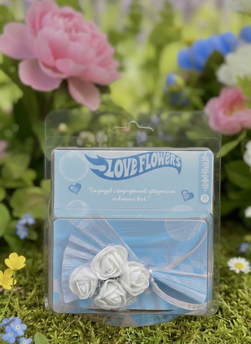 Aynalı Mavi Love Flowers