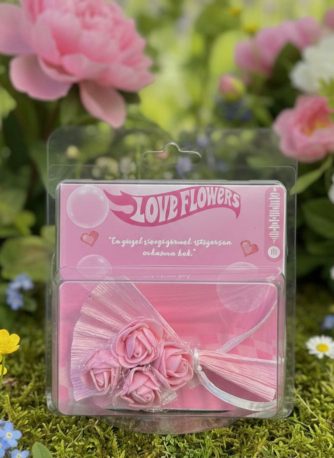 Aynalı Pembe Love Flowers