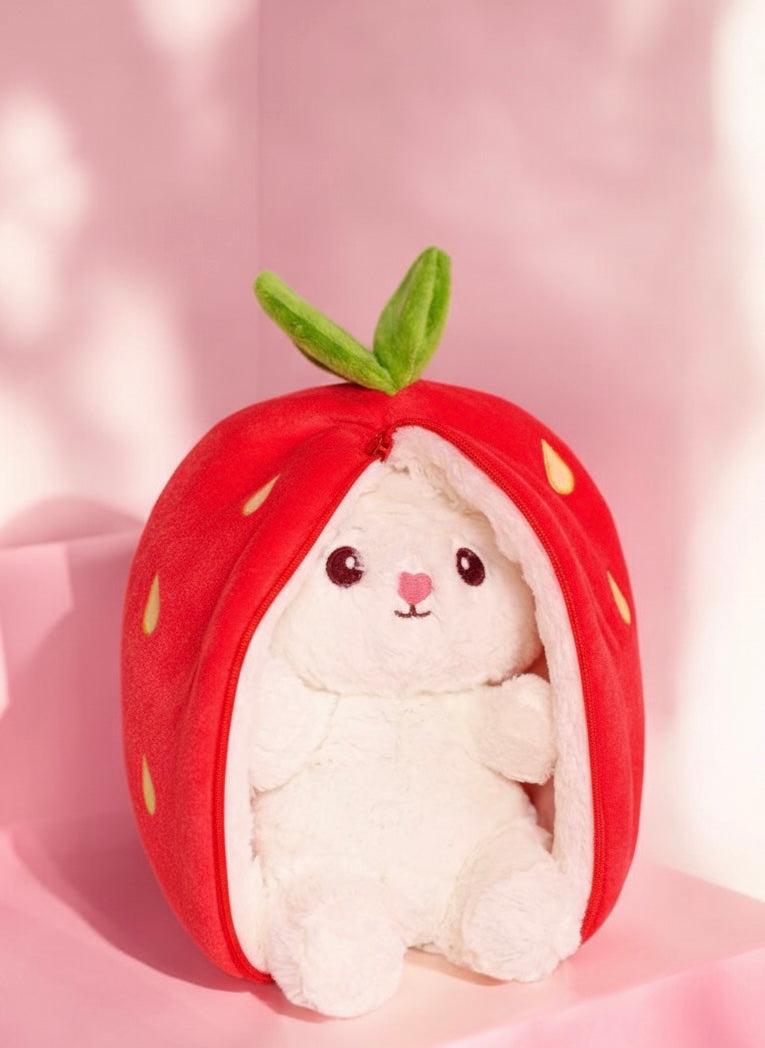 Kırmızı Peluş Çilek Tavşan