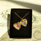 Kalp Desenli Fotoğraflı Kolye