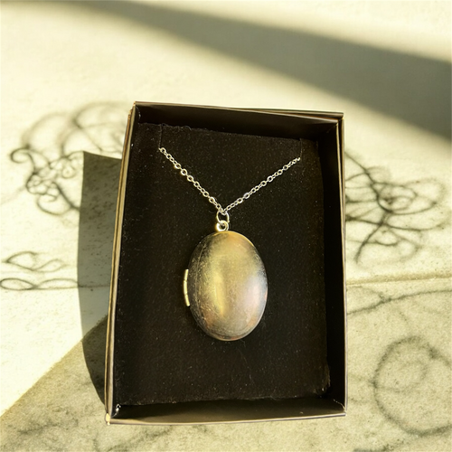 Oval Desenli Madalyon Kolye