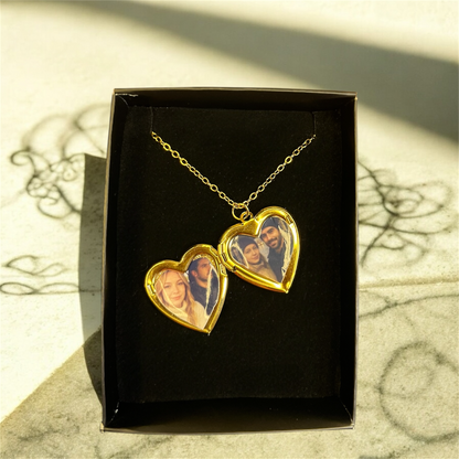Kalp Desenli Fotoğraflı Kolye