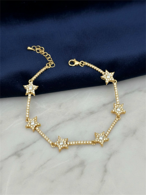 Gold Taşlı Yıldız Bileklik