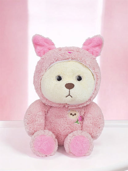 Pembe Kıyafetli Pufi Ayıcık 40 cm