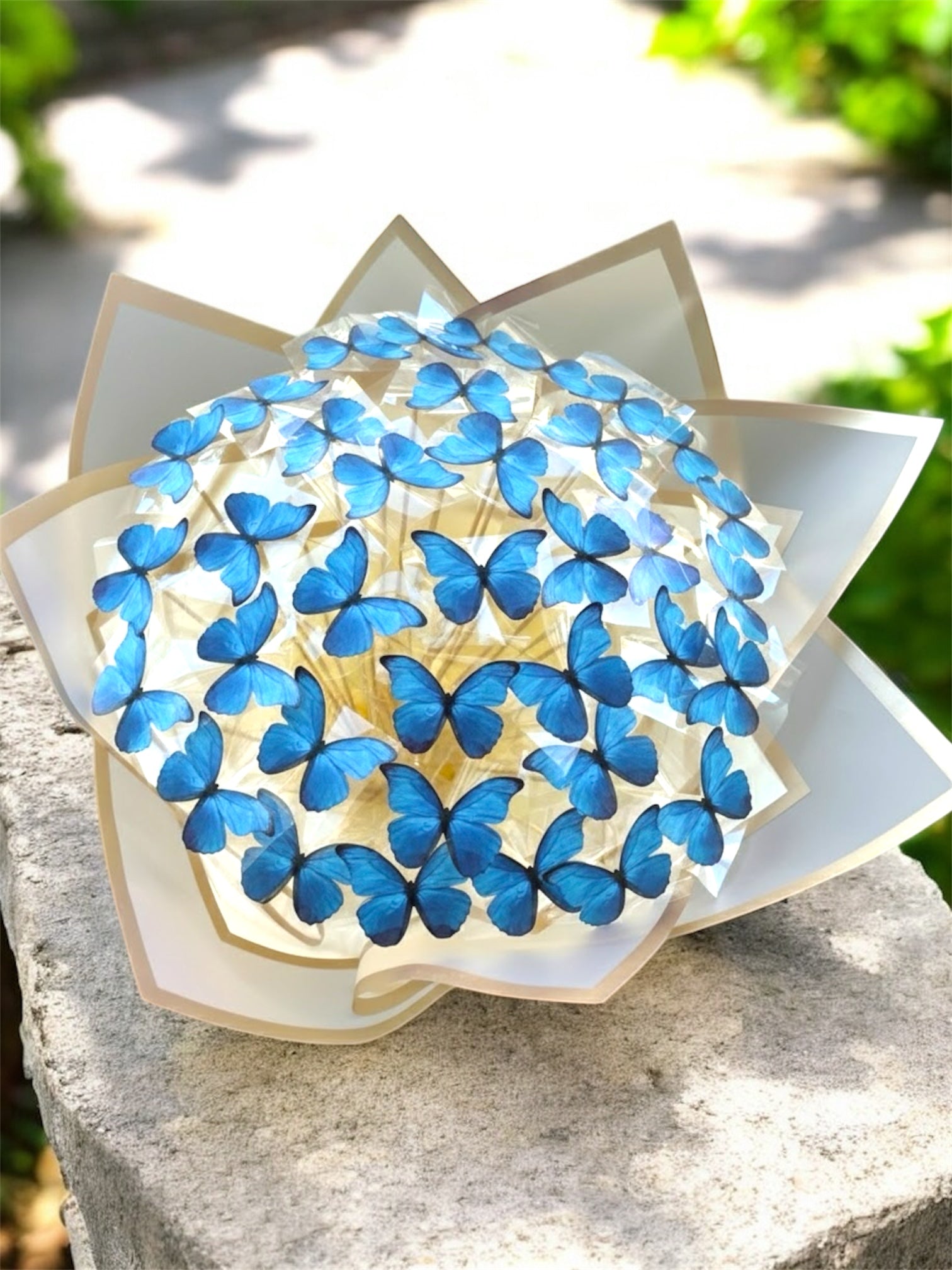 35’li Işıklı Mavi Kelebek Buketi