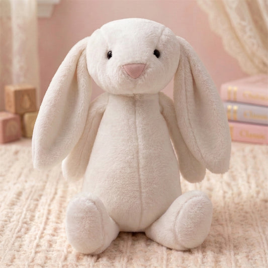 Uzun Kulaklı Beyaz Peluş Tavşan