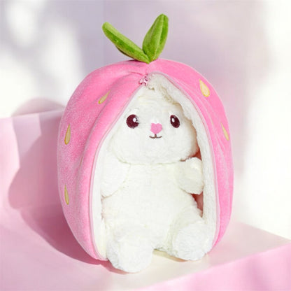 Fermuarlı Pembe Peluş Çilek Tavşan 50 cm