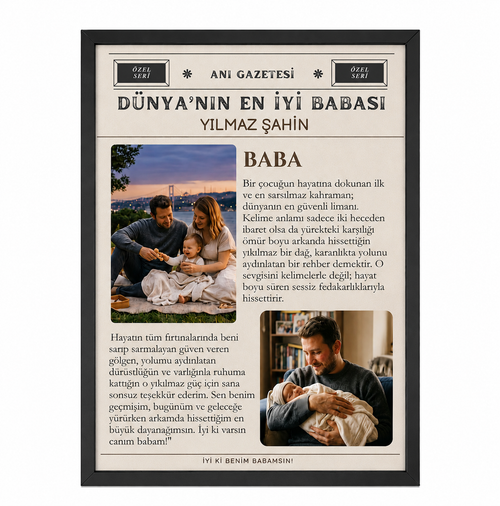 Babalara Özel Anı Gazetesi Tablo Çerçeve
