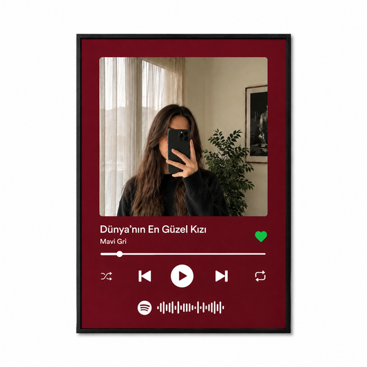 Spotify Kodlu Kare Makyaj Aynası Çerçeve A4 21X30