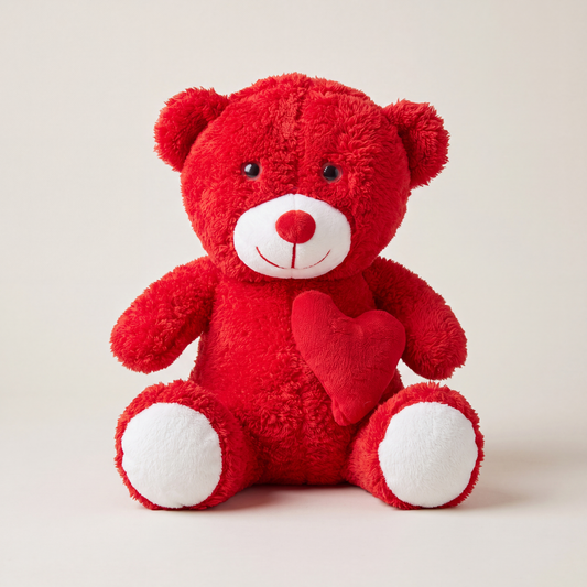 Kalp Tutan Kırmızı Peluş Ayıcık 45 cm