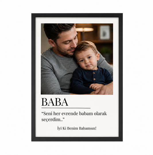 Fotoğraflı Baba Temalı Çerçeve Tablo