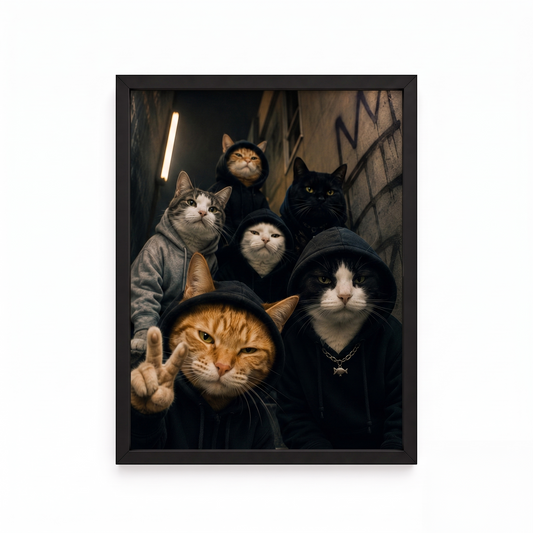 Gangster Cat Tasarımlı Çerçeve Tablo