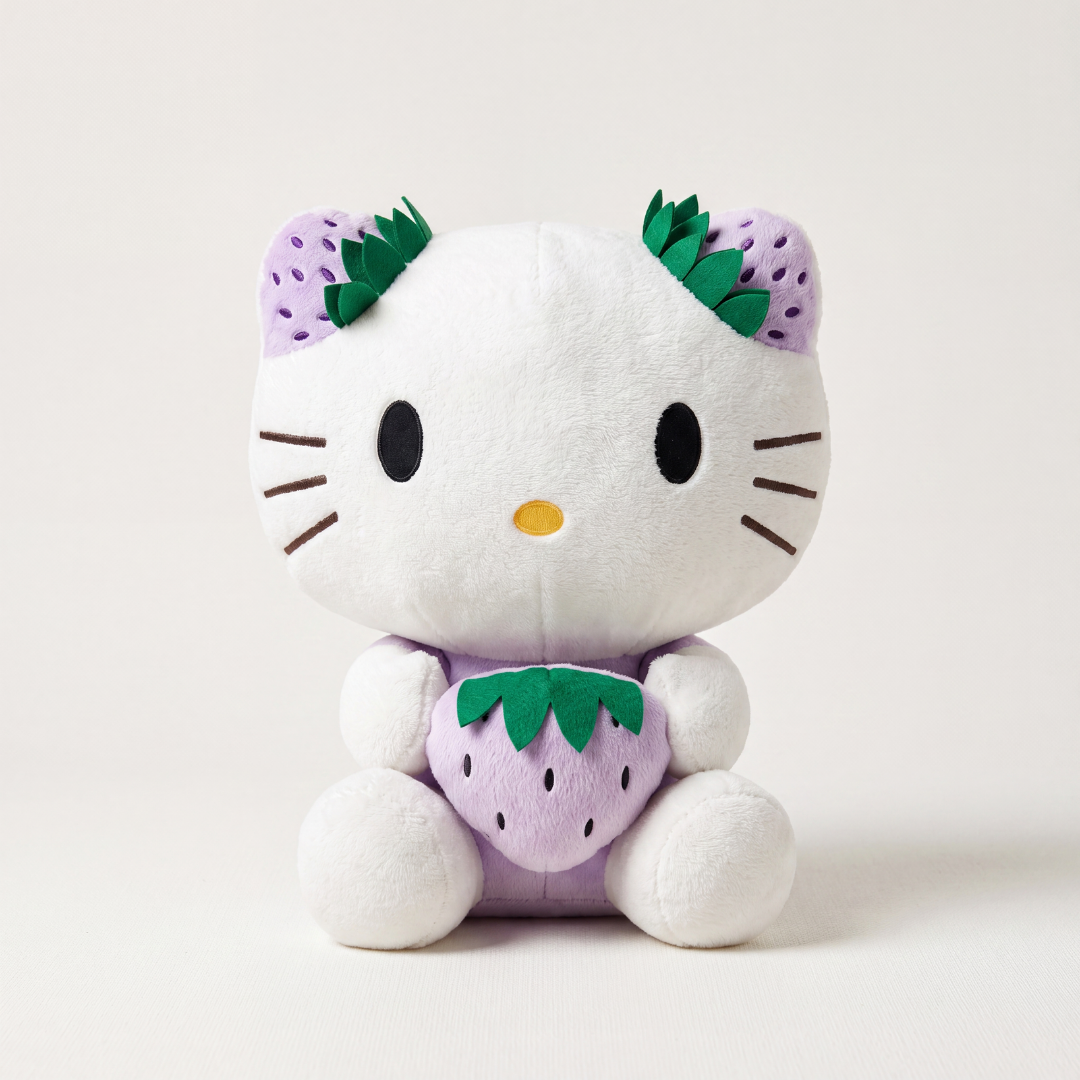 Mor Hello Kitty Çilek Peluş 40 cm