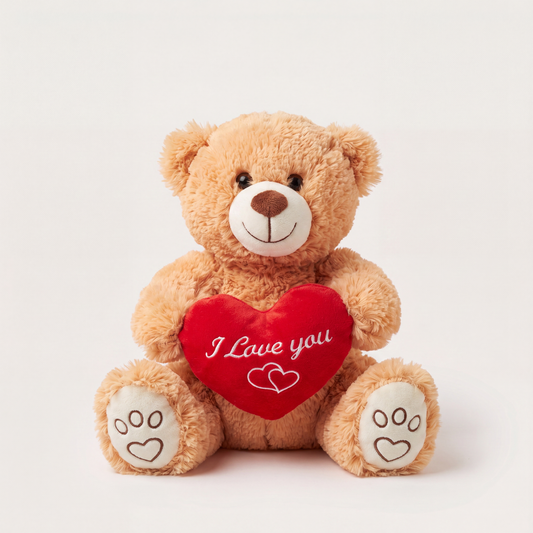 I Love You Sevimli Peluş Ayı Kahverengi 28 cm