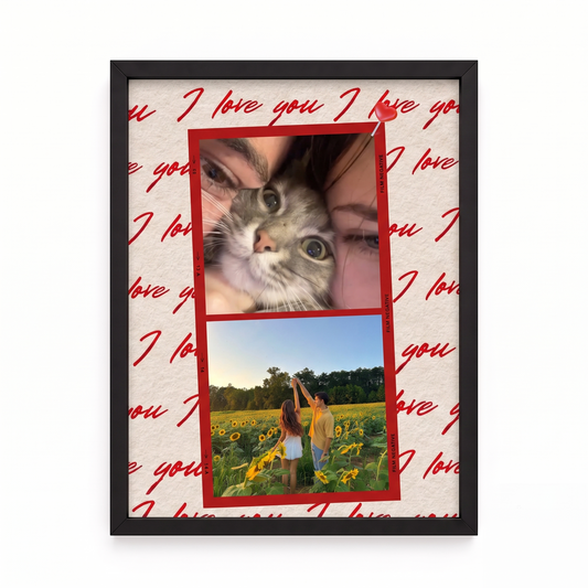 I Love You Tasarımlı 2’li Kolaj Tablo