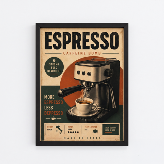Espresso Temalı Çerçeve Tablo