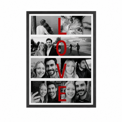 Siyah Beyaz Love Yazılı Kolaj Tablo