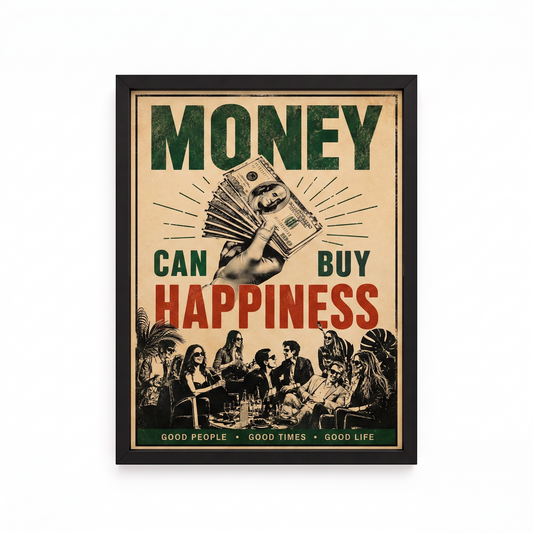 Money Can Buy Happiness Temalı Çerçeve Tablo