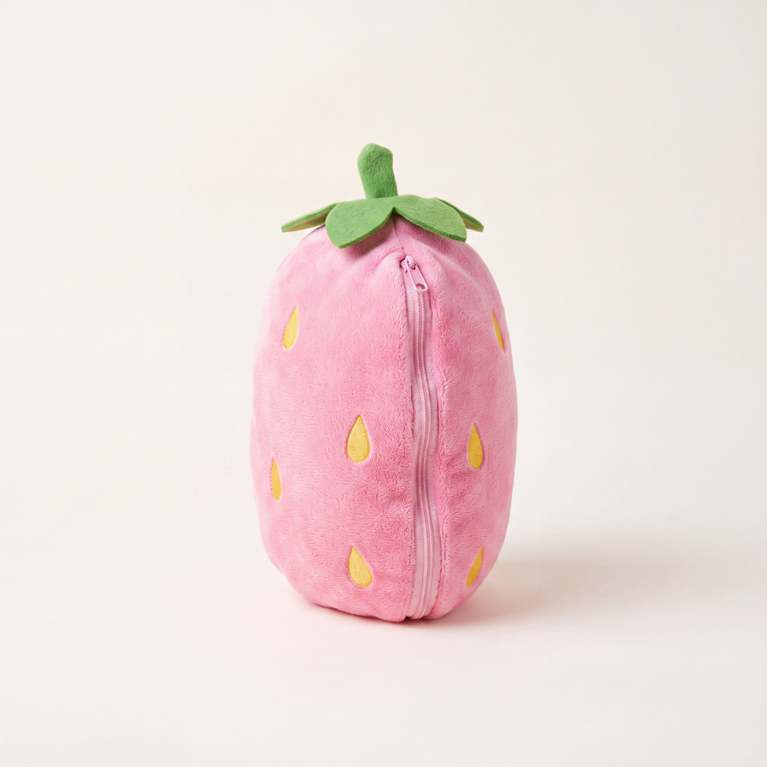 Fermuarlı Pembe Peluş Çilek Tavşan 50 cm