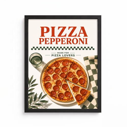 Pizza Pepperoni Çerçeve Tablo