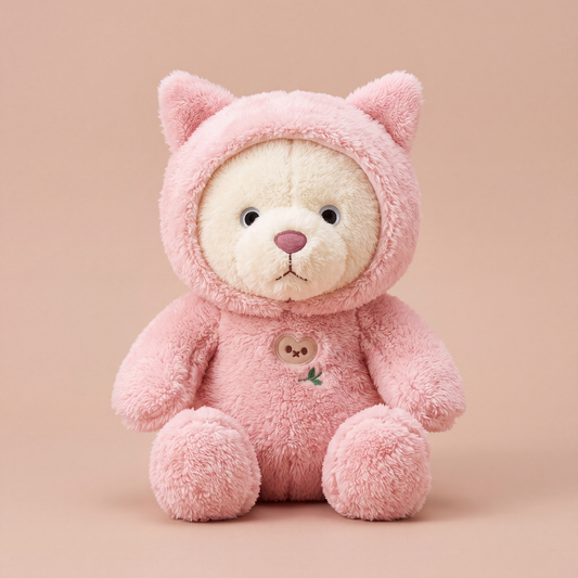 Pembe Kıyafetli Pufi Ayıcık 40 cm