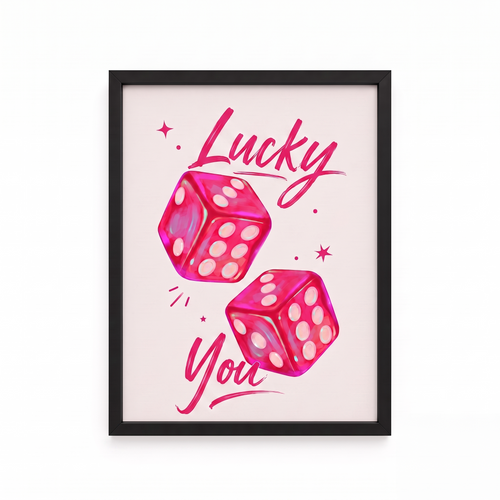 Lucky You Pembe Zar Tasarımlı Çerçeve Tablo