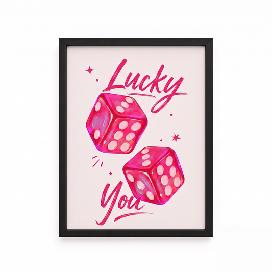 Lucky You Pembe Zar Tasarımlı Çerçeve Tablo